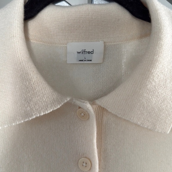 Aritzia Cashmere Collared Sweater in Cream - Picture 3 of 7